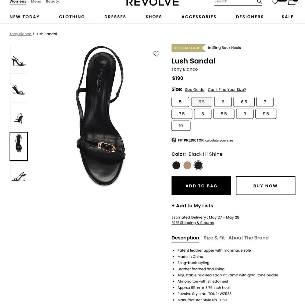 Tony Bianco Lush black sandal size 10 nwt